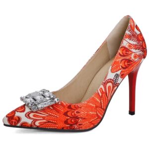 Szpilki czółenka z broszką