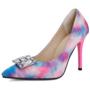 Szpilki czółenka z broszką Blue Pink