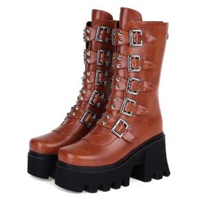 Punk kozaki platformy z klamrami