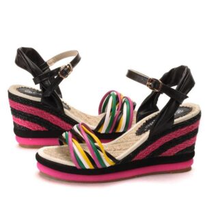 Sandały z kolorowymi paseczkami Black