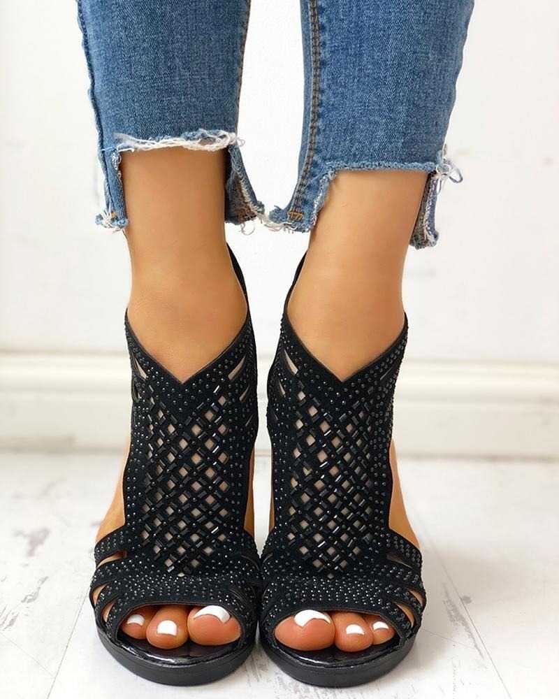 Sandały z ażurem i kryształkami 8 Sandały z ażurem i kryształkami - obrazek 8