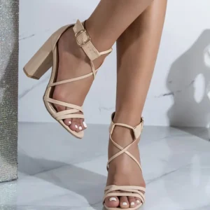 Brzoskwiniowe sandały na słupku 10 cm