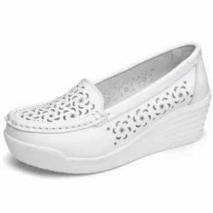 Skórzane koturny półbuty